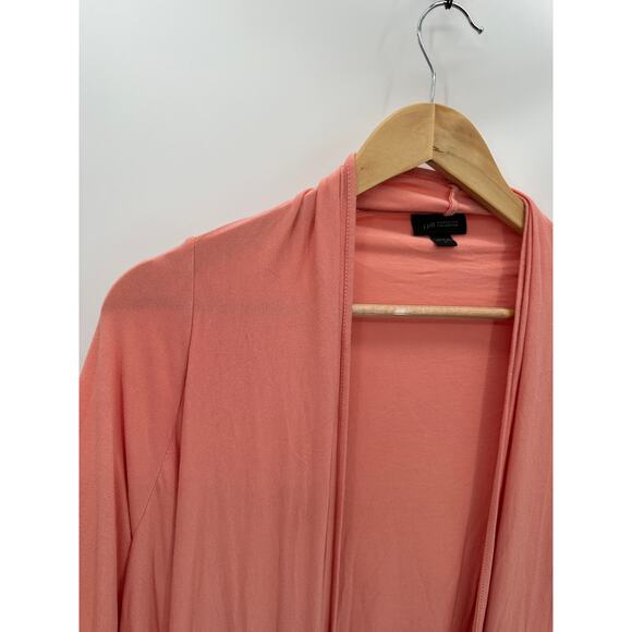 J. Jill Womens Peach Pink Open Front Long Cardigan Size S Asymmetrical Stretch - Picture 5 of 10